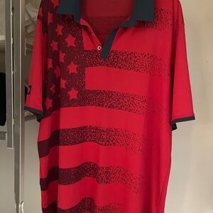 Red Star-Patterned Adidas Men's polo Shirt